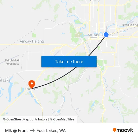 Mlk @ Front to Four Lakes, WA map