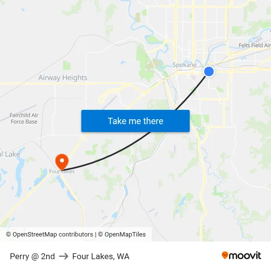 Perry @ 2nd to Four Lakes, WA map