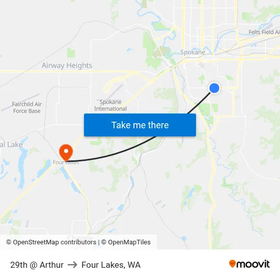 29th @ Arthur to Four Lakes, WA map