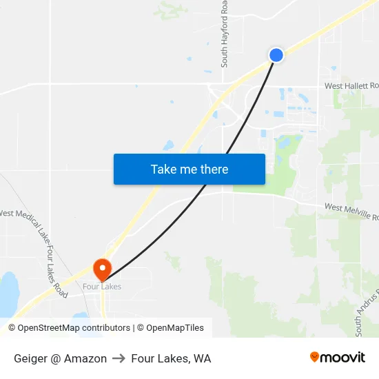 Geiger @ Amazon to Four Lakes, WA map