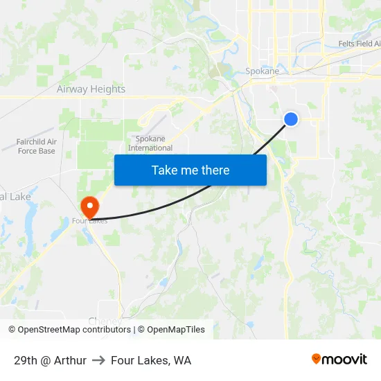 29th @ Arthur to Four Lakes, WA map