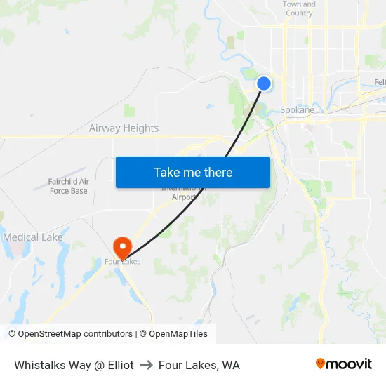 Whistalks Way @ Elliot to Four Lakes, WA map