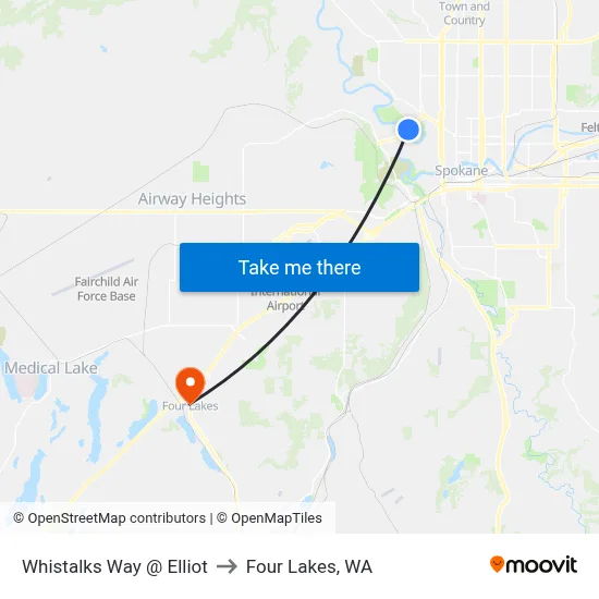 Whistalks Way @ Elliot to Four Lakes, WA map