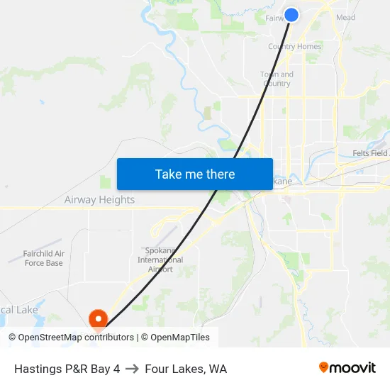 Hastings P&R Bay 4 to Four Lakes, WA map
