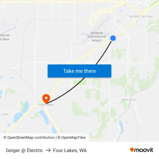 Geiger @ Electric to Four Lakes, WA map