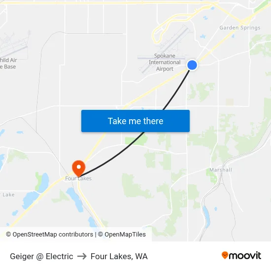 Geiger @ Electric to Four Lakes, WA map