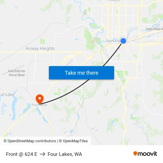Front @ 624 E to Four Lakes, WA map