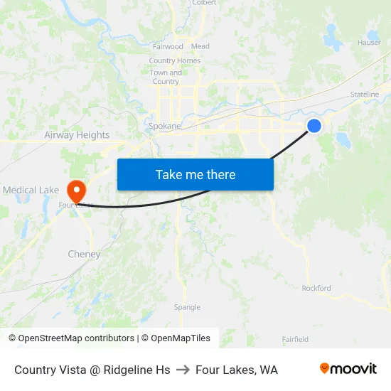 Country Vista @ Ridgeline Hs to Four Lakes, WA map