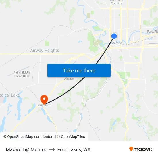 Maxwell @ Monroe to Four Lakes, WA map