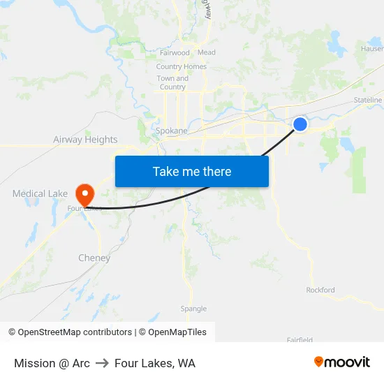 Mission @ Arc to Four Lakes, WA map