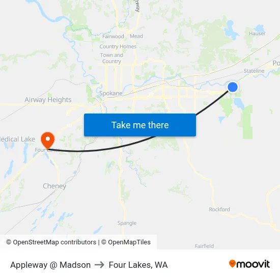 Appleway @ Madson to Four Lakes, WA map