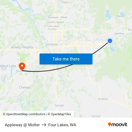 Appleway @ Molter to Four Lakes, WA map
