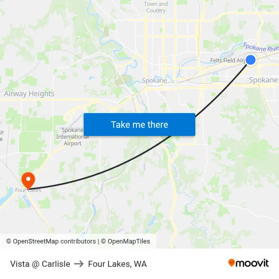 Vista @ Carlisle to Four Lakes, WA map