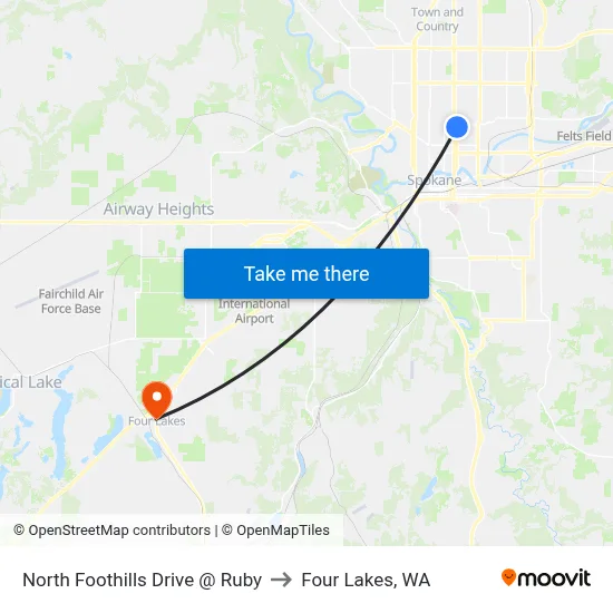 North Foothills Drive @ Ruby to Four Lakes, WA map