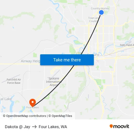 Dakota @ Jay to Four Lakes, WA map