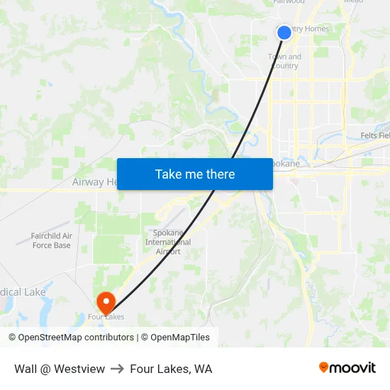 Wall @ Westview to Four Lakes, WA map