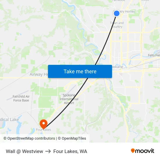 Wall @ Westview to Four Lakes, WA map