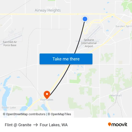 Flint @ Granite to Four Lakes, WA map