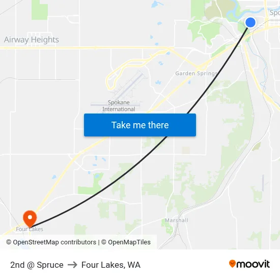 2nd @ Spruce to Four Lakes, WA map