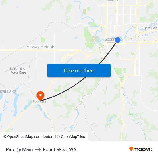 Pine @ Main to Four Lakes, WA map