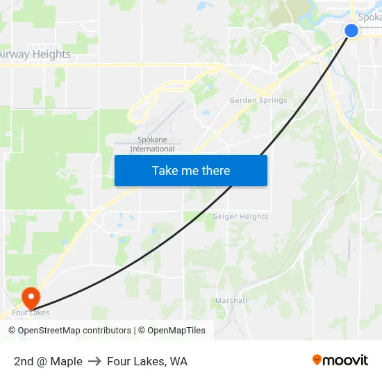 2nd @ Maple to Four Lakes, WA map