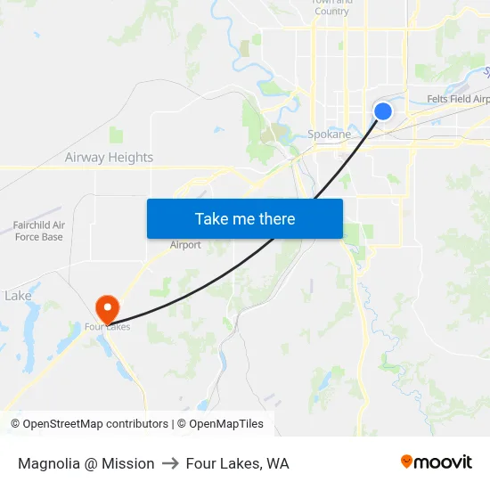 Magnolia @ Mission to Four Lakes, WA map