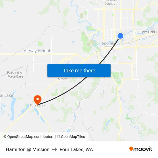 Hamilton @ Mission to Four Lakes, WA map
