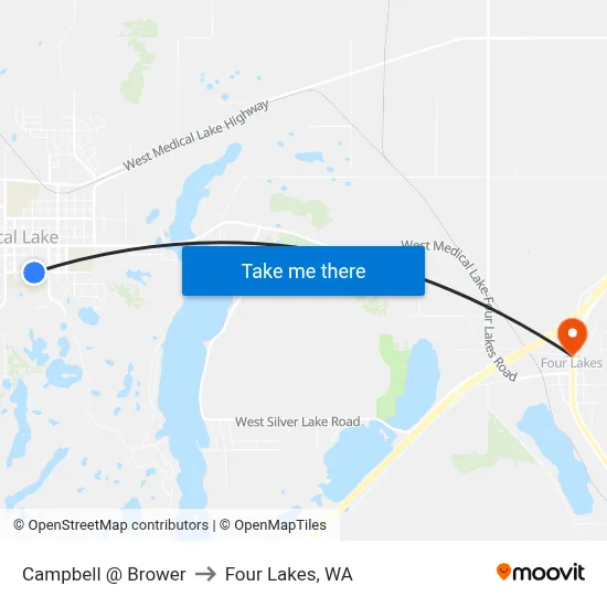 Campbell @ Brower to Four Lakes, WA map