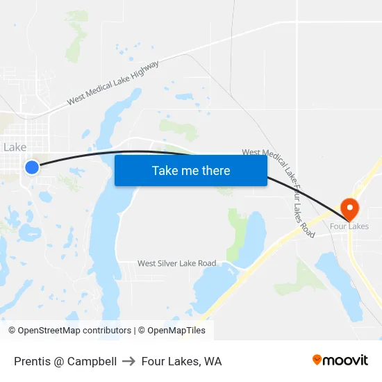 Prentis @ Campbell to Four Lakes, WA map