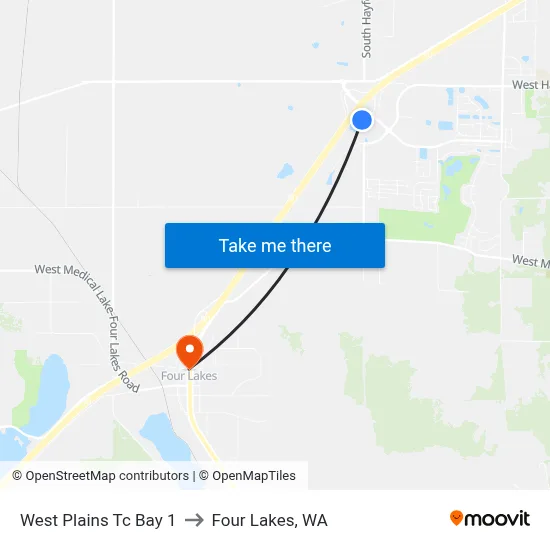 West Plains Tc Bay 1 to Four Lakes, WA map