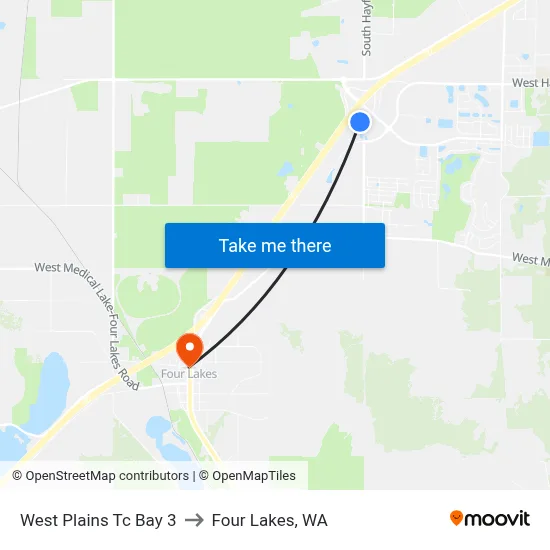 West Plains Tc Bay 3 to Four Lakes, WA map