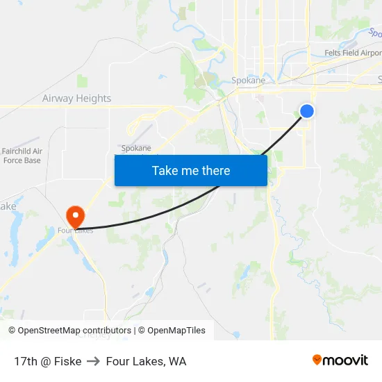 17th @ Fiske to Four Lakes, WA map