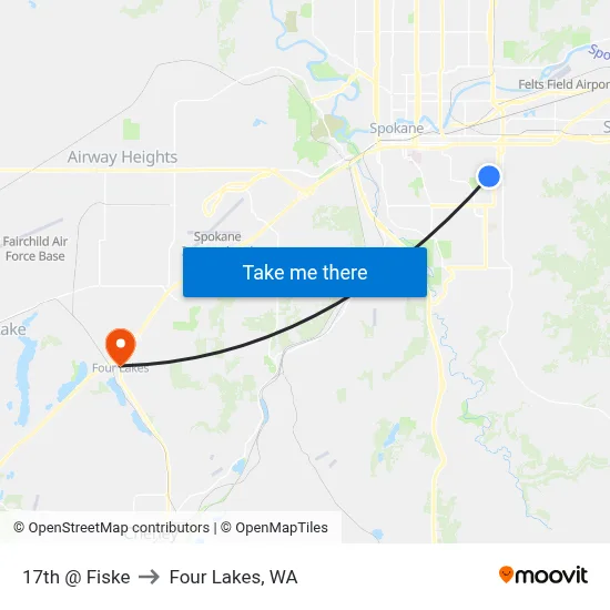 17th @ Fiske to Four Lakes, WA map