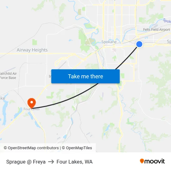 Sprague @ Freya to Four Lakes, WA map