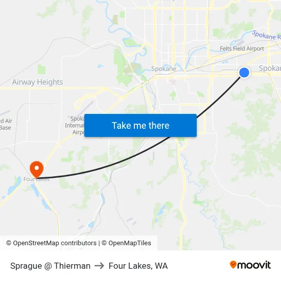 Sprague @ Thierman to Four Lakes, WA map