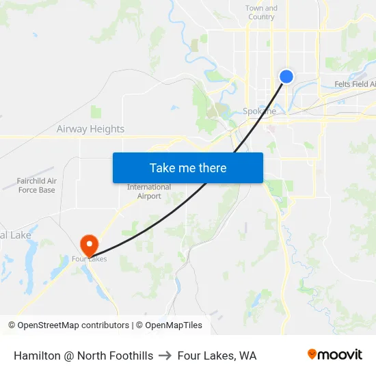 Hamilton @ North Foothills to Four Lakes, WA map