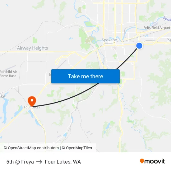 5th @ Freya to Four Lakes, WA map