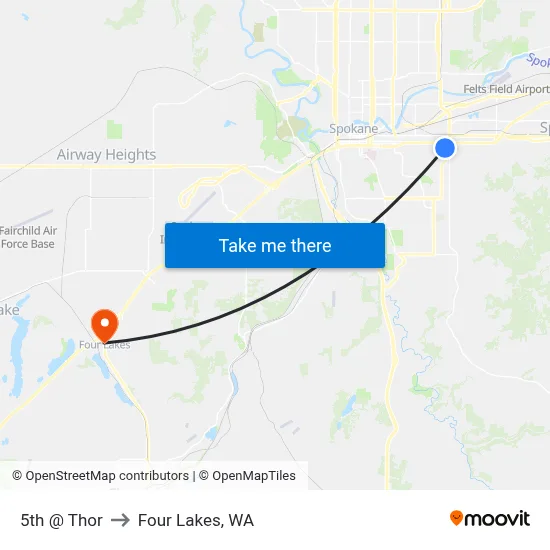 5th @ Thor to Four Lakes, WA map