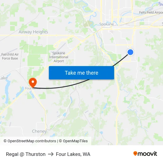 Regal @ Thurston to Four Lakes, WA map