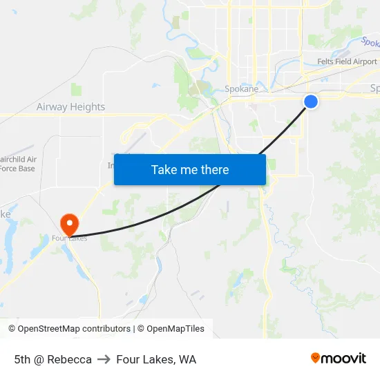 5th @ Rebecca to Four Lakes, WA map