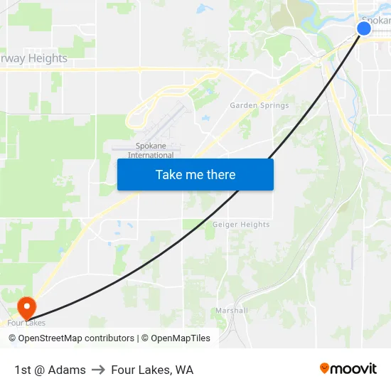1st @ Adams to Four Lakes, WA map