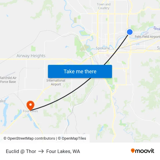 Euclid @ Thor to Four Lakes, WA map