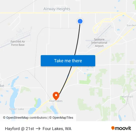 Hayford @ 21st to Four Lakes, WA map