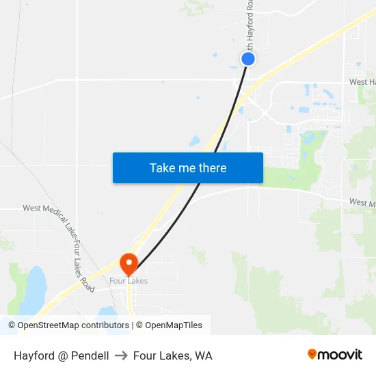 Hayford @ Pendell to Four Lakes, WA map