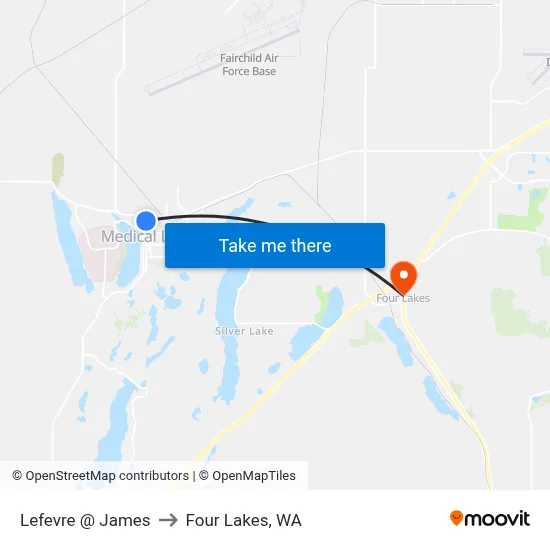 Lefevre @ James to Four Lakes, WA map