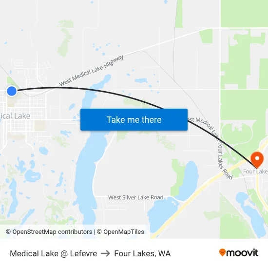 Medical Lake @ Lefevre to Four Lakes, WA map