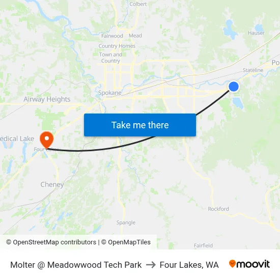 Molter @ Meadowwood Tech Park to Four Lakes, WA map