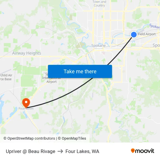 Upriver @ Beau Rivage to Four Lakes, WA map