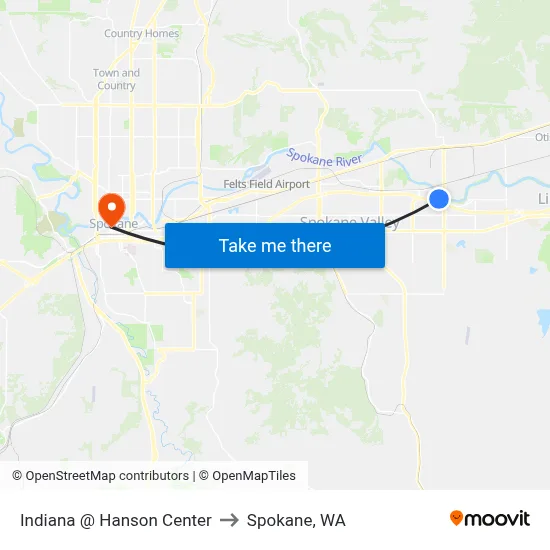 Indiana @ Hanson Center to Spokane, WA map
