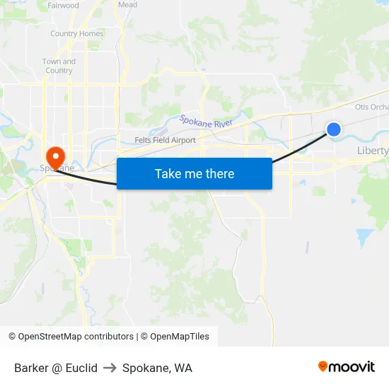 Barker @ Euclid to Spokane, WA map